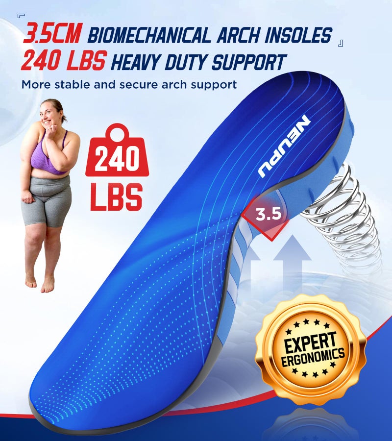 NEUPU 240+lbs Plantar Fasciitis Insoles Men Women  Comfort Heavy Duty High Arch Support Insoles for Pain Relief Absorb Shock  Work Boot Shoe Inserts Orthotic for Flat Feet  Pronation  Heel & Foot Pain - Image 4